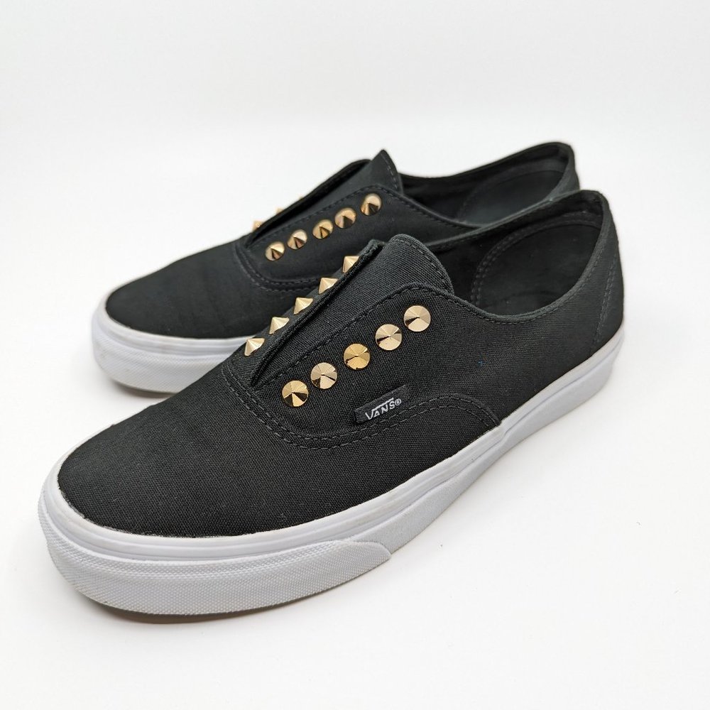 RARE Vans Classic Slip On Ons Shoes Sneakers Women's 8.5 gold spike studs punk
